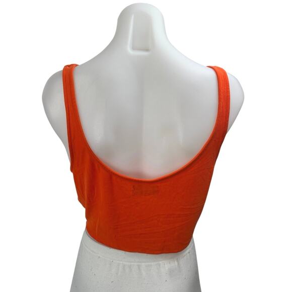 Urban Outfitters Women's Orange Rib Knit Sleeveless Cowl Neck Crop Tank Top Sz S - Picture 2 of 3